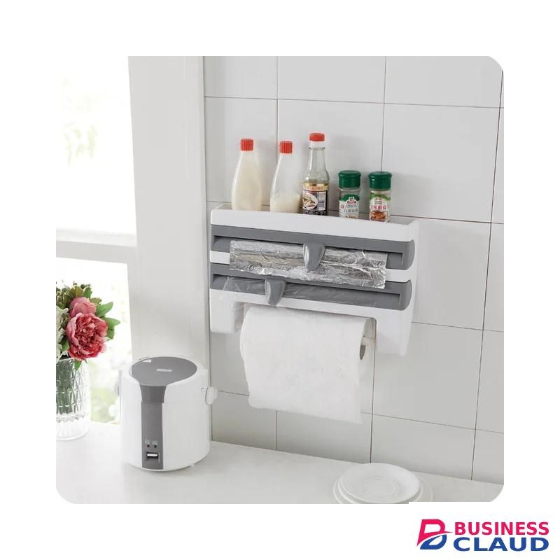 3-in-1 Wall-Mounted Paper Dispenser - Cling Film Wrap, Aluminum Foil, And Paper Towel Holder With Built-In Cutter