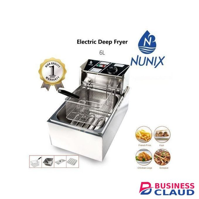Nunix 6L Commercial Single Stainless Steel Deep Fryer