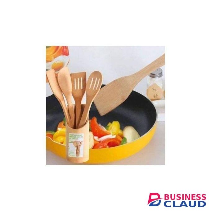 5pcs Bamboo Mwiko Set With Free Kitchen Towel