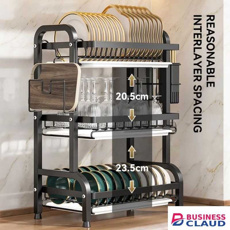 Kitchen Cando 3 Tier Kitchen Dish Rack-High quality Carbon Steel