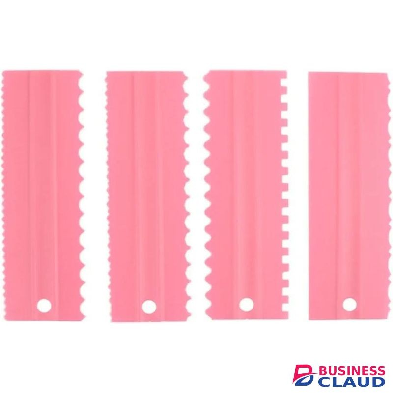 4Pcs Decorating Comb and Icing Smoother Set, Decorating Mousse Butter Cream Cake Edge Tools, Plastic 8 Styles Hanging Hook Design Cake Smoother for Baking DIY