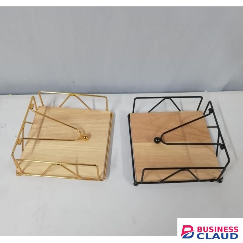 Modern Serviette holder Napkin Holder with Bamboo Base & Weighted Arm for Kitchen Countertop ,Dining Room, Tabletop Decor