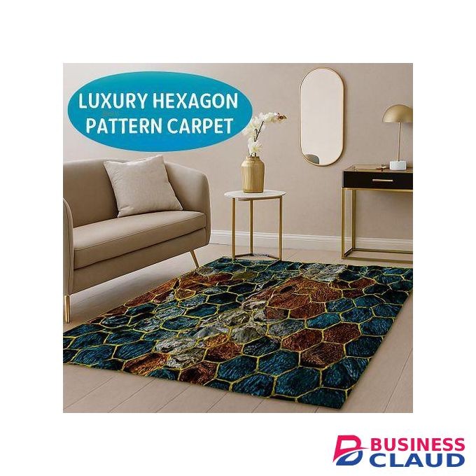 Mac Carpet LUXARIOUS HEXAGON PRINT CARPET -SOFT VELVET TEXTURE CARPETS FOR BEDROOM LIVING ROOM FLOOR MAT HOME DECOR