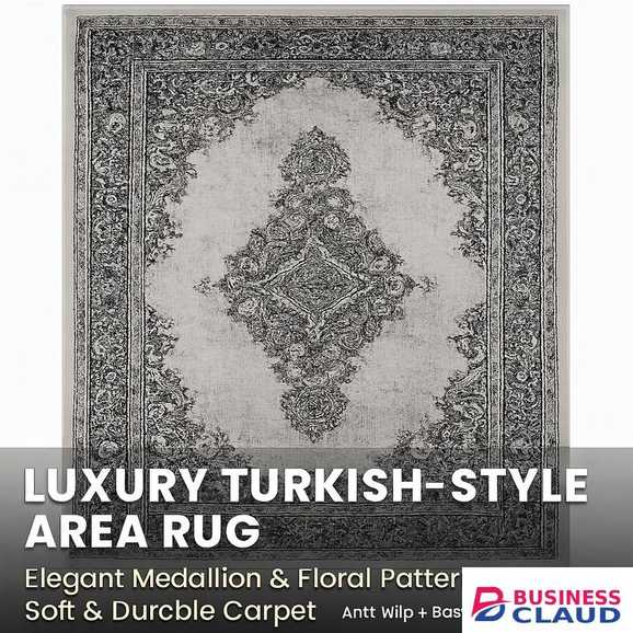 Mac Carpet Luxury Turkish-Style Area Rug – Anti-Slip, Easy-Clean, Elegant Medallion & Floral Pattern Carpet – Premium Quality Home Décor Carpets