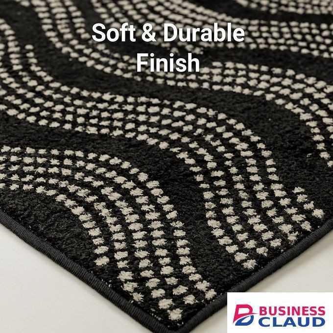 Mac Carpet Carpet World Elegant 3D Black & White Wave Pattern Carpet – Modern Carpets Living Room & Bedroom Floor Rug, Durable & Easy to Clean