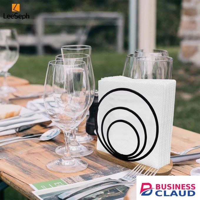 Metallic Serviette Holder Napkin Holder with Wooden Base