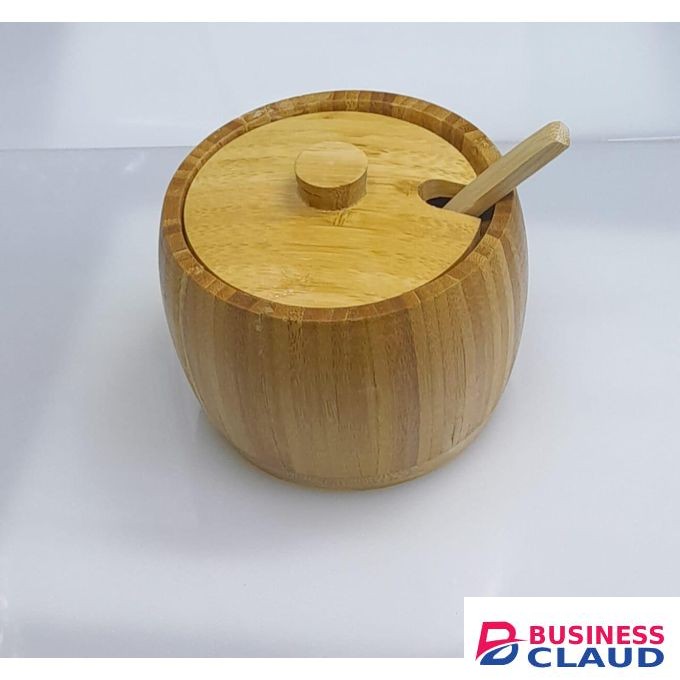 320ml Bamboo sugar dish with bamboo teaspoon