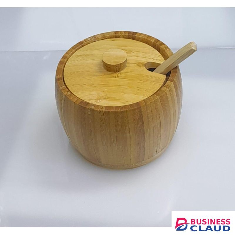 320ml Bamboo sugar dish with bamboo teaspoon