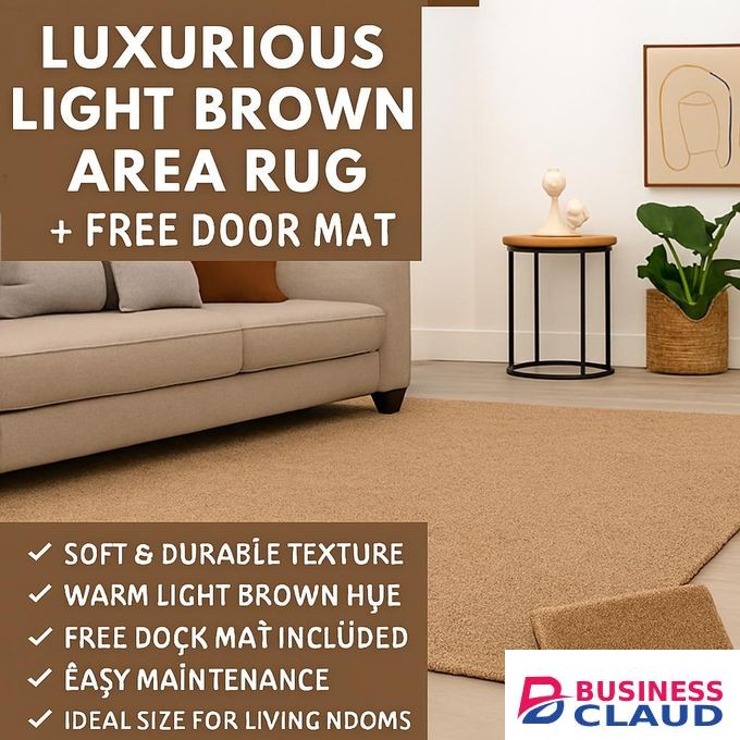 Mac Carpet Luxurious Brown Area Rug Carpet + FREE Door Mat – Stylish Carpets & Perfect for Modern Living Rooms Floor Mat