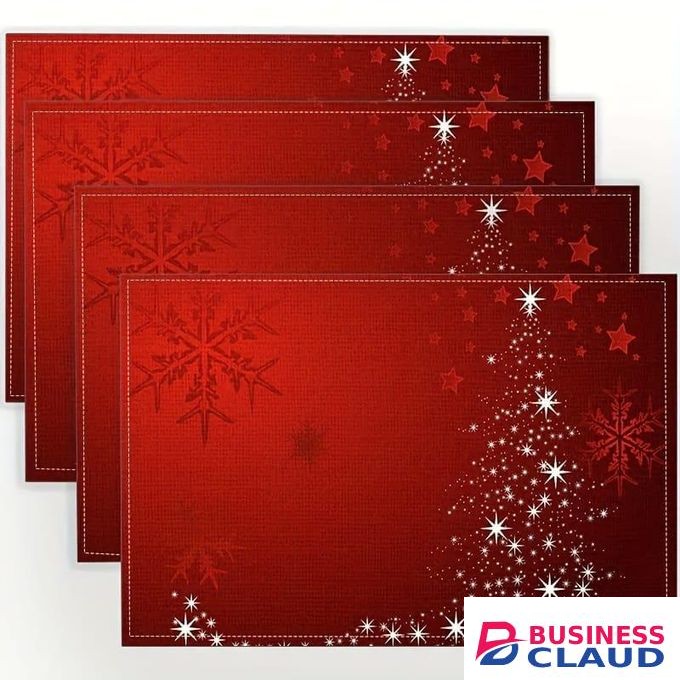 1pc Christmas Placemats For Dining Table Table Mats Kitchen Dining Decoration-red