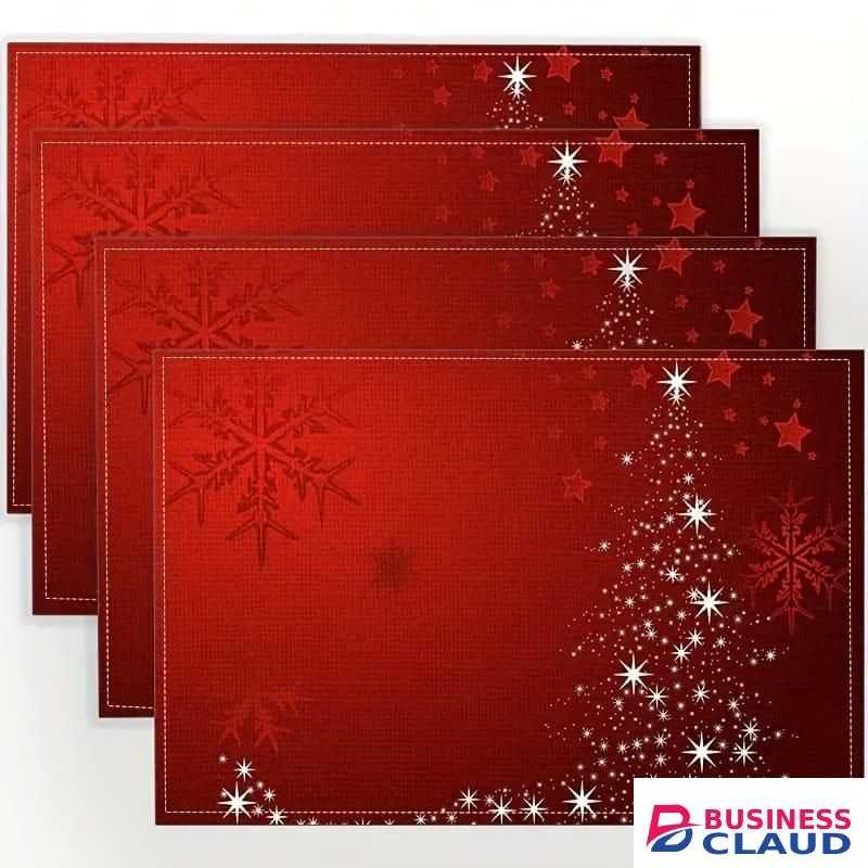 1pc Christmas Placemats For Dining Table Table Mats Kitchen Dining Decoration-red