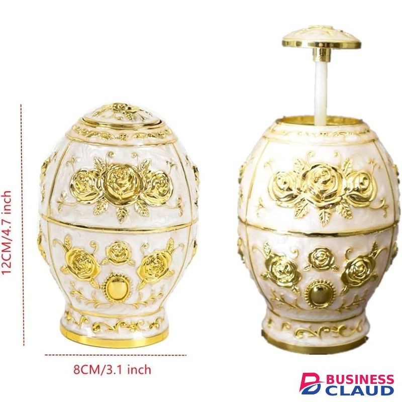 Faberge Egg Shaped Tooth Pick Holder _ Silver