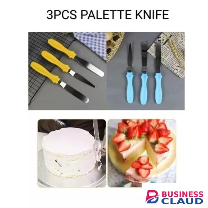 Cake Cream Spatulas, 3 Pieces of Cake Angled Spatula with Stainless Steel, Professional Cake Decorating, Pastry & Baking, Icing Frosting Cream Chocolate Cake Spatula-3pcs(set)