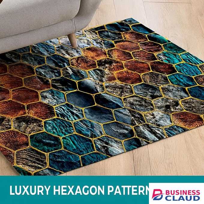 Mac Carpet Luxury Hexagon Pattern Carpet – Modern Geometric Area Rugs for Carpets Living Room & Bedroom – 160x230cm / 180x270cm & Door mats 50x80cm