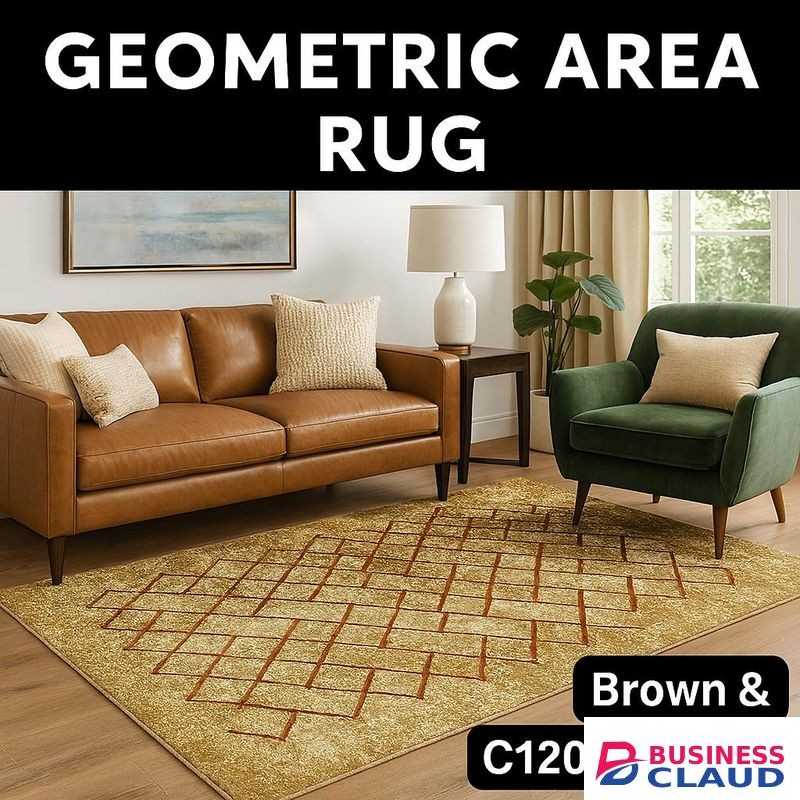 Mac Carpet Luxury Geometric Area Rug – Soft Textured Carpet for Living Room & Bedroom - Rosetta Carpets - Brown & Beige Diamond Pattern Floor Mat