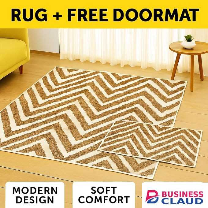 Mac Carpet Luxurious Chevron Carpet + FREE Matching Doormat - Modern Area Rug & Door Mats Set for Living Room, Bedroom & Home Décor Carpets