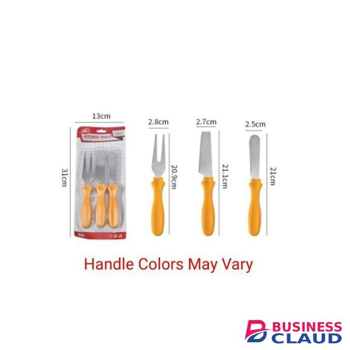 3Pcs Set Knive Fork For Cake Bread Meat Cutter Slicer Server
