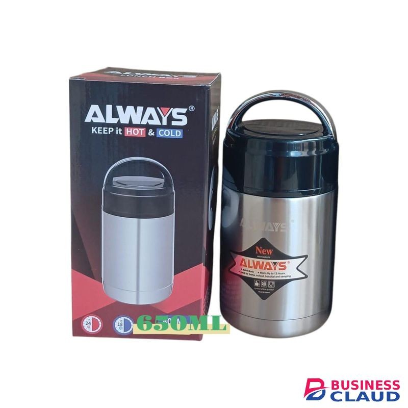 Always Stainless steel durable Food Flask Insulation performance, 6-12 hours,Leak proof, BPA Free, PVC Free, Phthalates Free.