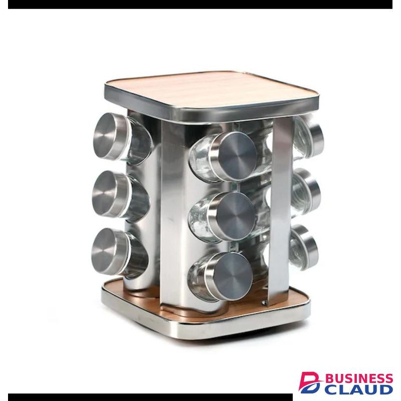 Square Wooden Top Spice Rack Organizer
