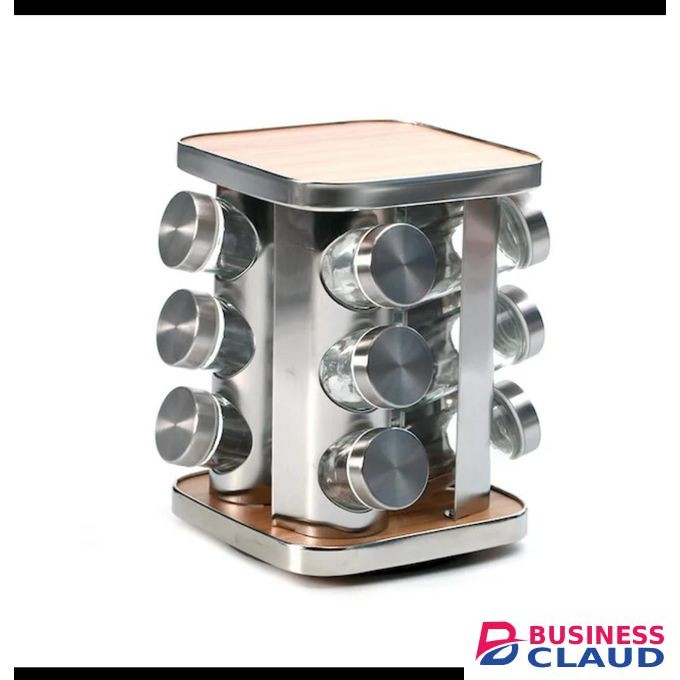 Square Wooden Top Spice Rack Organizer
