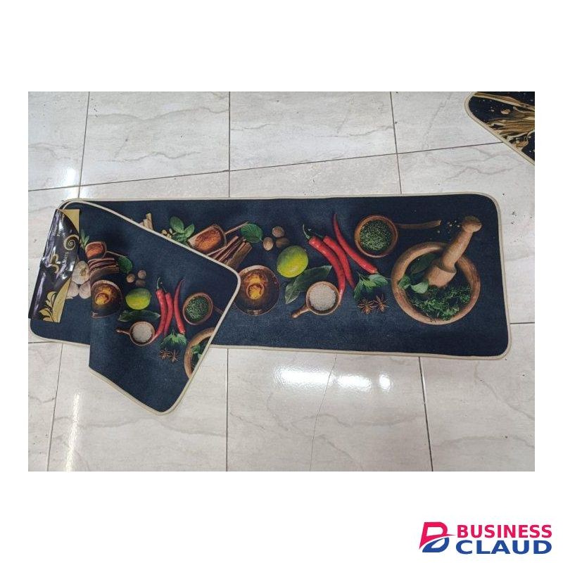 2 in 1 set Rubber Kitchen Mats (Large Size: 120 x 45 cm Small Size: 75 x 45 cm) for Floor Set of 2 Pcs Non-Skid, Soft Absorbent Rugs for Kitchen, Laundry, and Hallway 4mm Thickness