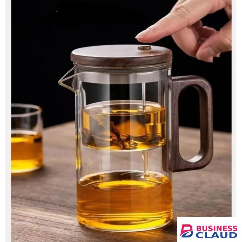 Borosilicate one press glass infuser tea pot kettle