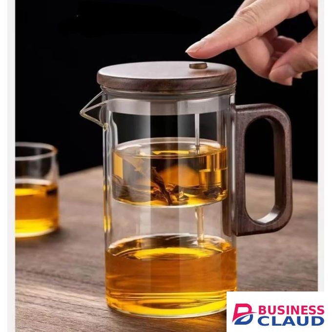 Borosilicate one press glass infuser tea pot kettle