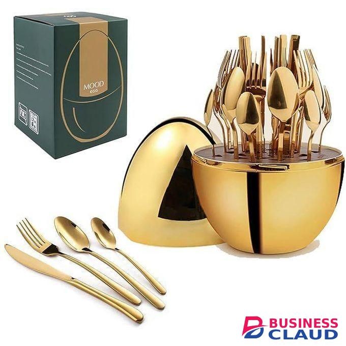 Leoch 36pcs Gold Executive Egg shaped cutlery set