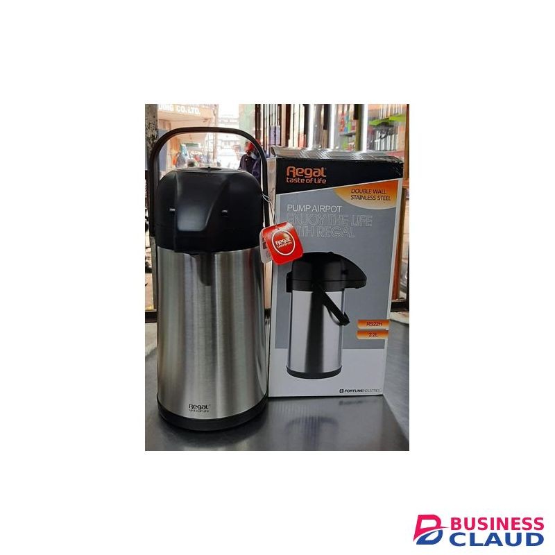 Regal 2.2L Stainless Steel Insulated Pump Airport Thermos