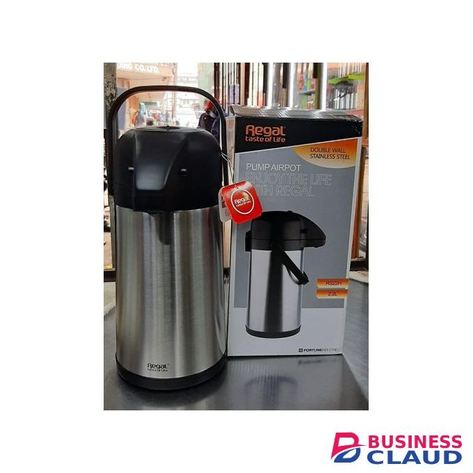 Regal 2.2L Stainless Steel Insulated Pump Airport Thermos