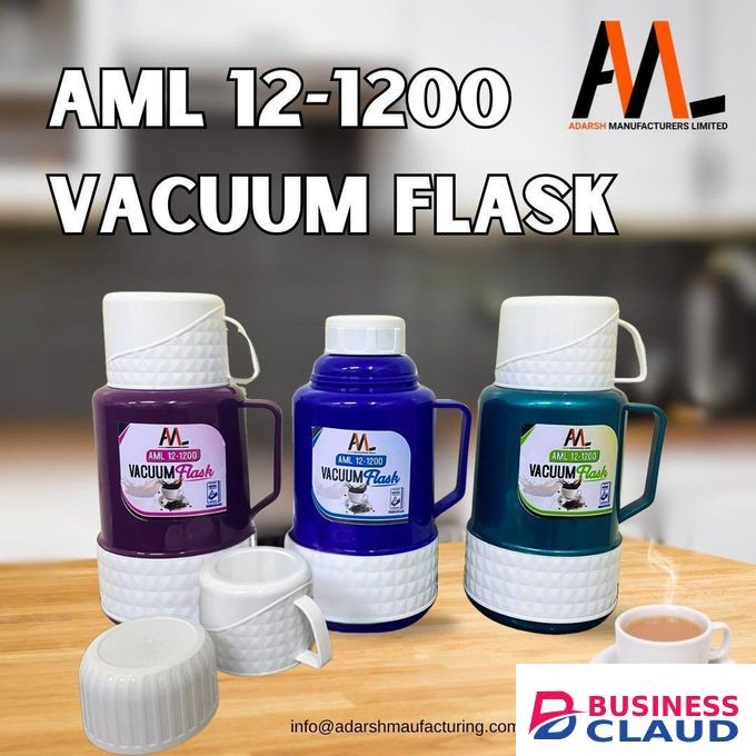 AML Elegant Vacuum / tharmos Flask with Handle – 1.2L Perfect for tea, coffee, water, or cold beverages. Keep your beverages hot or cold for hours with the Elegant Vacuum Flask for home, office, or travel use