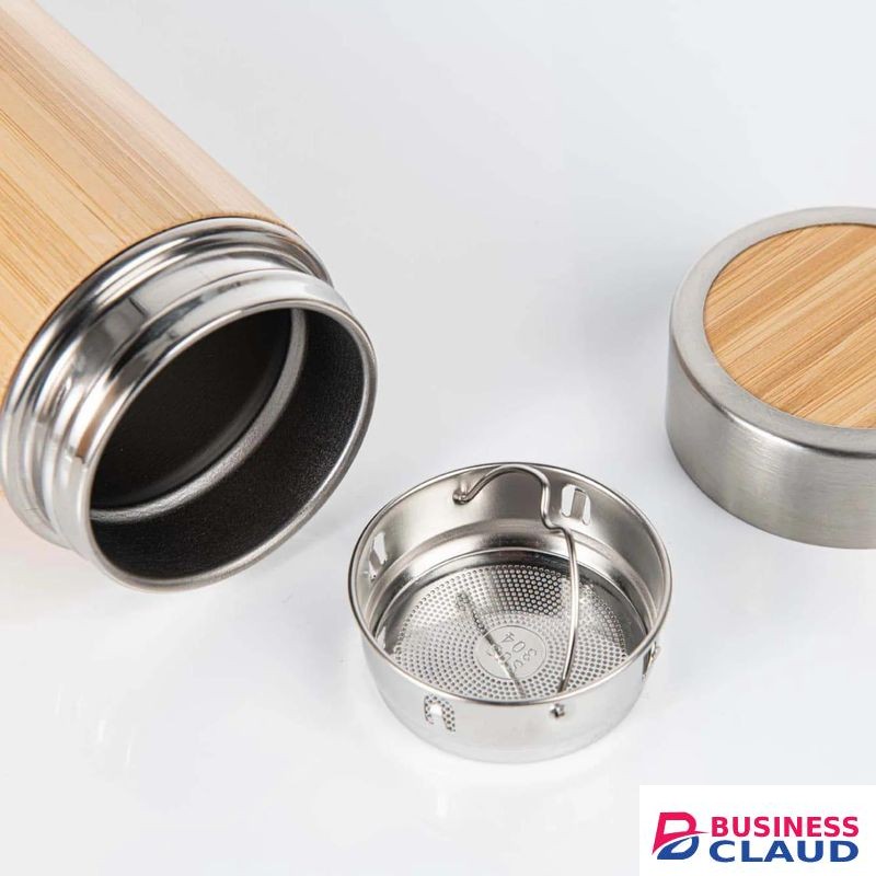 Double wall stainless steel bamboo vacuum flask