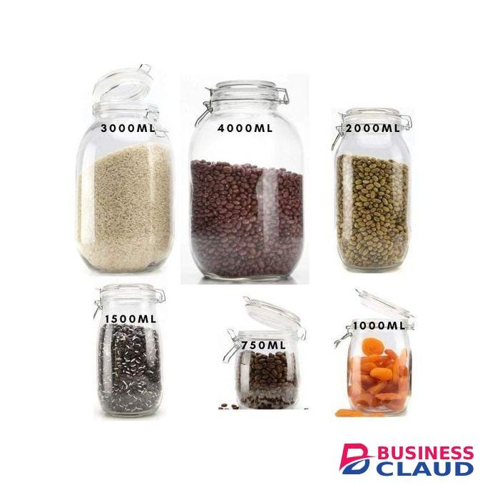 Multipurpose Air-Tight Clip Lock Glass Storage Container Jar.
