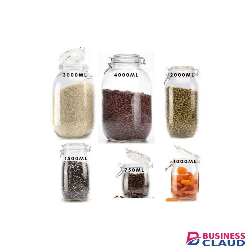 Multipurpose Air-Tight Clip Lock Glass Storage Container Jar.