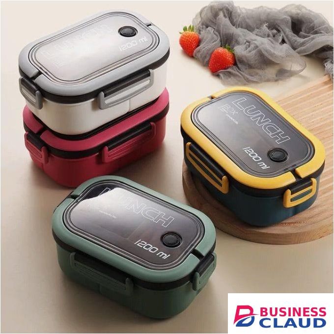 1200ml Double Layer Kids Lunch Box With Spoon Fork