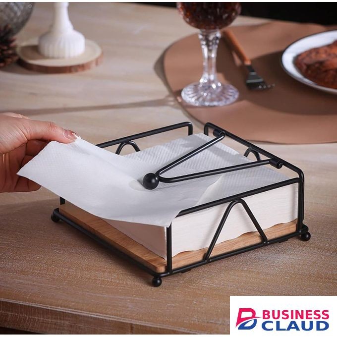 Flat Coated Metal Napkin Holder / Serviette Holder -Black