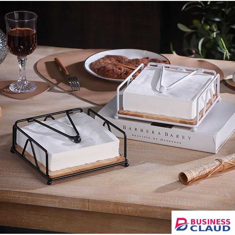 Flat Coated Metal Napkin Holder / Serviette Holder -Black