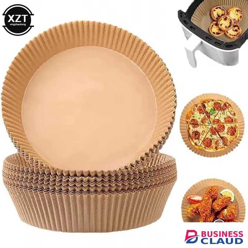 Air Fryer Disposable Paper Liner, Round Baking Paper for Baking Roasting Microwave, Non-stick Parchment Paper for Air Fryer Oil-proof,Water-proof, 50pcs