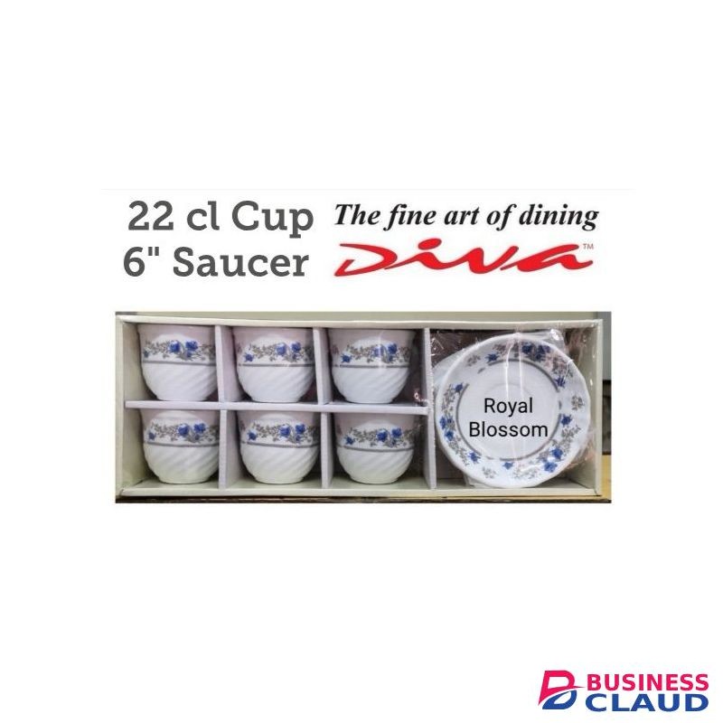Diva 12pcs Royal Blossom Cup Saucer Plate Set