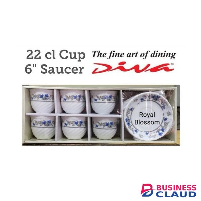 Diva 12pcs Royal Blossom Cup Saucer Plate Set