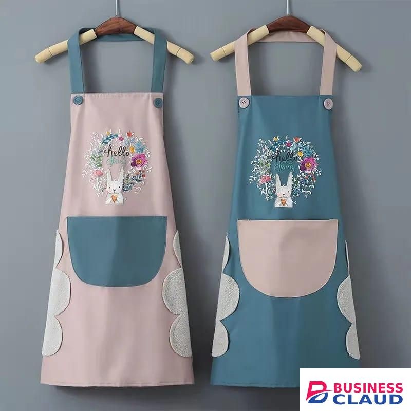 Oil-Proof Waterproof Cartoon Kitchen Apron with Built-In Hand Wipe – Sleeveless Cooking Accessory for Home Use