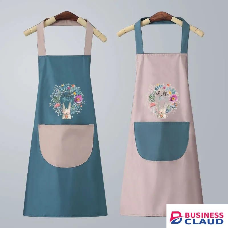 Oil-Proof Waterproof Cartoon Kitchen Apron with Built-In Hand Wipe – Sleeveless Cooking Accessory for Home Use