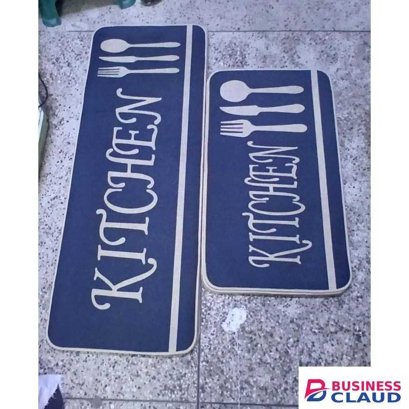2PCS - 3D FLOOR KITCHEN MAT SET / NON SLIP RUBBER KITCHEN MATS