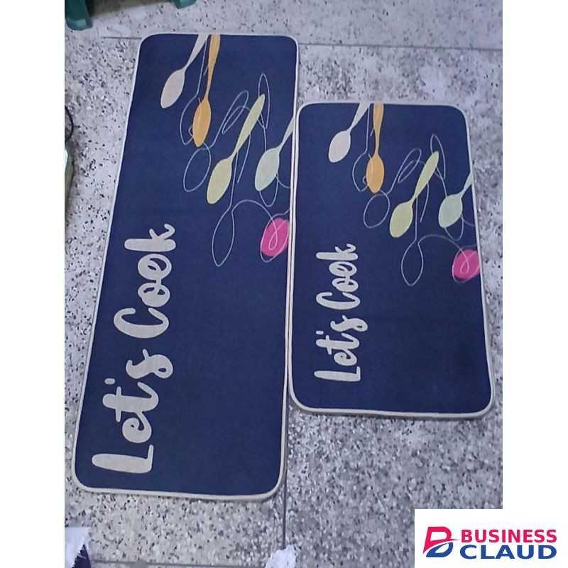 2PCS - 3D FLOOR KITCHEN MAT SET / NON SLIP RUBBER KITCHEN MATS