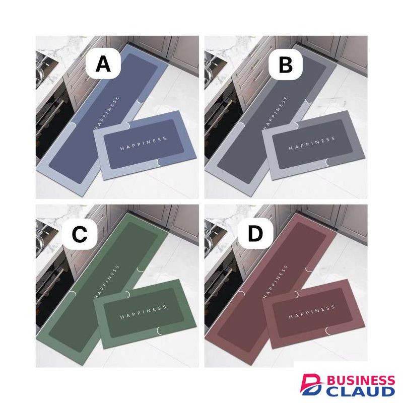 2pcs Rubber Kitchen Mats With Super Non-slip Underside