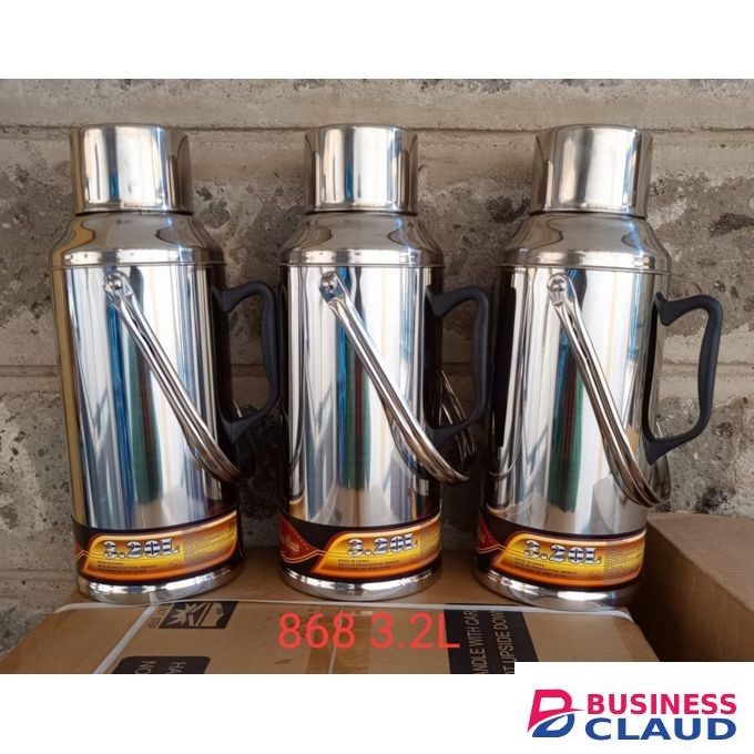 Stainless Steel Vacuum Flask High-Quality Thermos - 3.2l - Silver