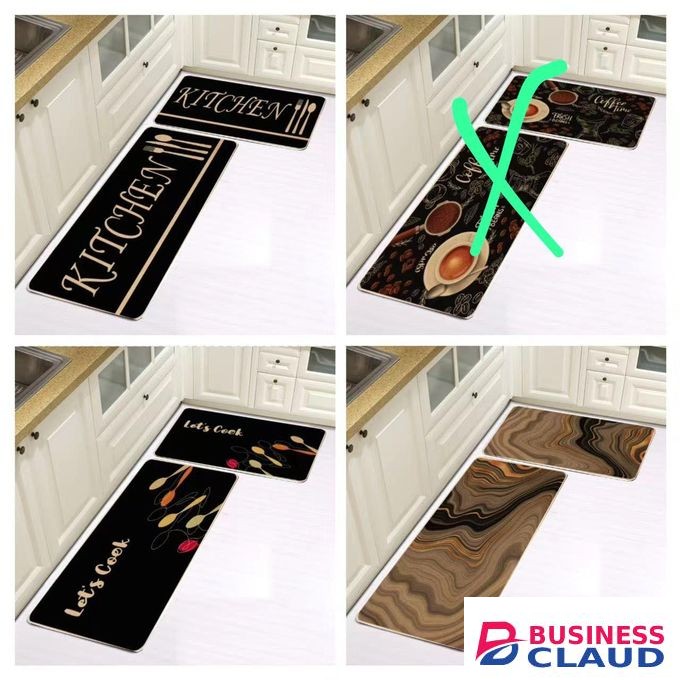 2 Pcs Rubber Kitchen Non Slip Floor Mats
