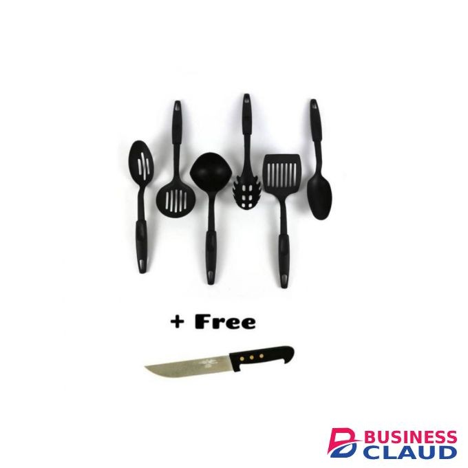 6 Piece Non-Stick Cooking Spoons Set + FREE Kitchen Knife