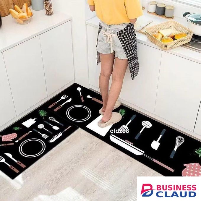 2 Pieces Kitchen Mats Set Non Slip Rubber Underside For Enhanced Safety