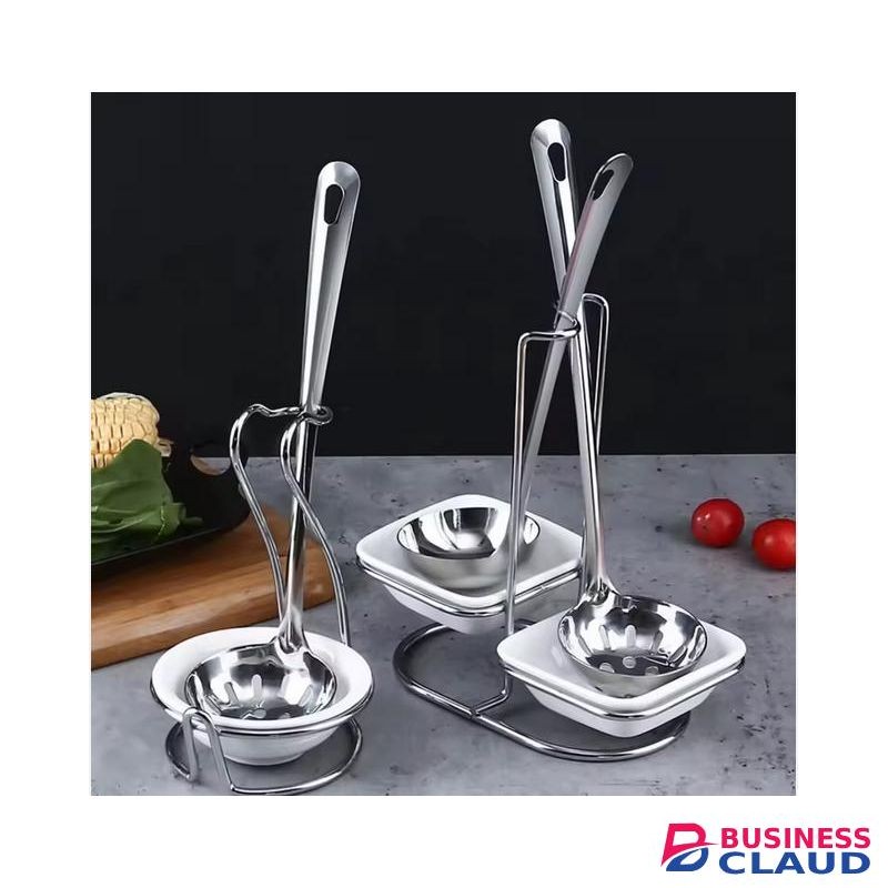 Golden Spoon Stainless Steel Kitchen Spoon And Holder Stand Rack